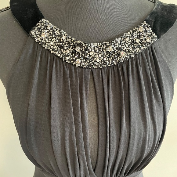 BCBGMaxazria Black Cocktail Dress - Bejeweled & Velvet Halter Neckline - Medium - Picture 3 of 13